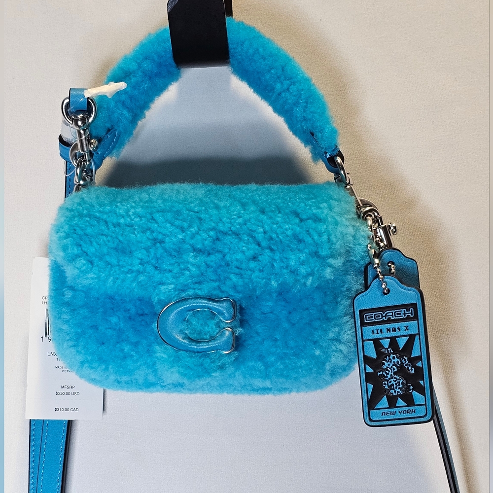 Coach Lil Nas X Drop Tabby 12 Shearling Montero Blue Crossbody Bag - Picture 3 of 11